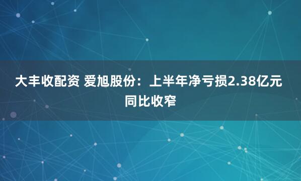 大丰收配资 爱旭股份:上半年净亏损2.38亿元 同比收窄